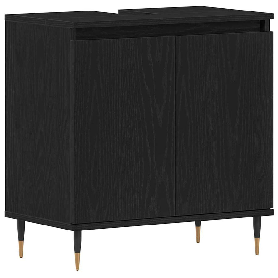 Badkamer wastafelkast Zwart Eiken 58 x 33 x 60 cm Bewerkt hout