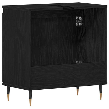 Badkamer wastafelkast Zwart Eiken 58 x 33 x 60 cm Bewerkt hout
