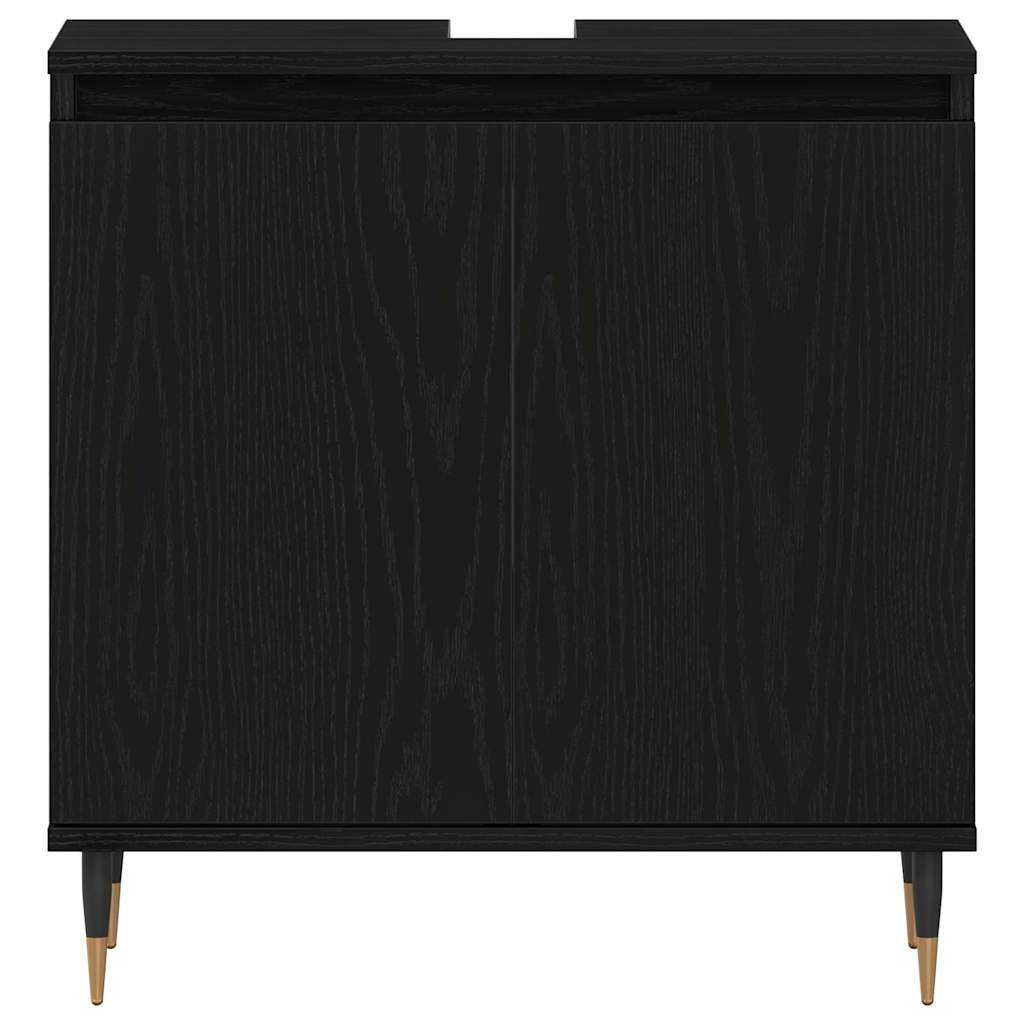 Badkamer wastafelkast Zwart Eiken 58 x 33 x 60 cm Bewerkt hout