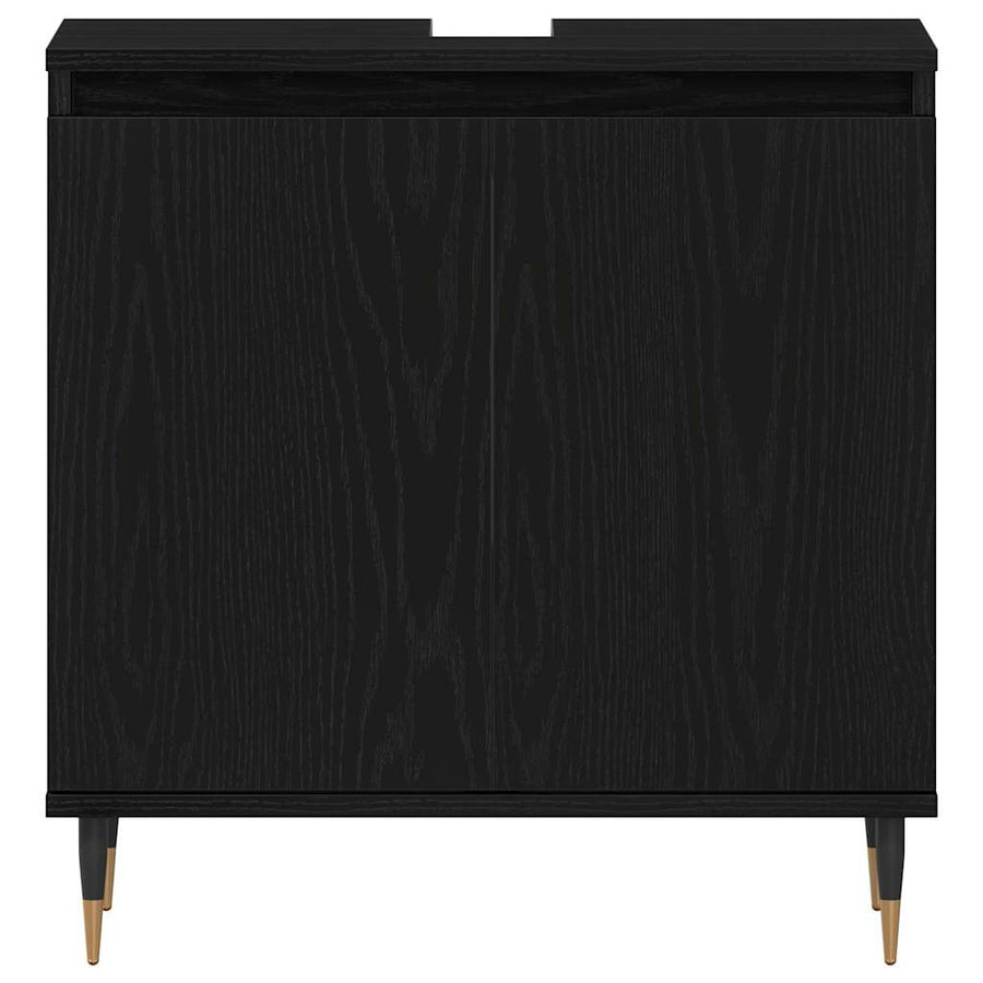 Badkamer wastafelkast Zwart Eiken 58 x 33 x 60 cm Bewerkt hout