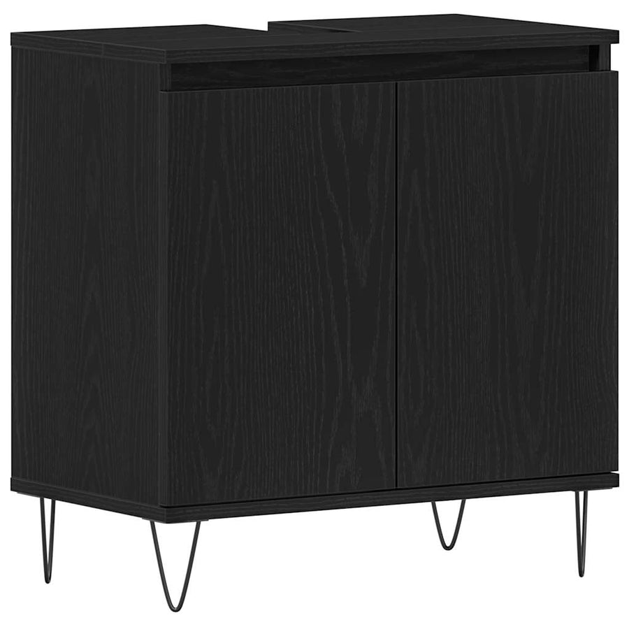 Badkamertenk te kast Zwart Eiken 58 x 33 x 60 cm Bewerkt hout