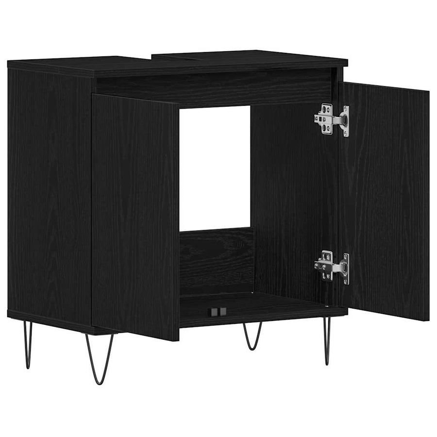 Badkamertenk te kast Zwart Eiken 58 x 33 x 60 cm Bewerkt hout