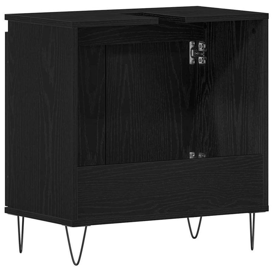 Badkamertenk te kast Zwart Eiken 58 x 33 x 60 cm Bewerkt hout