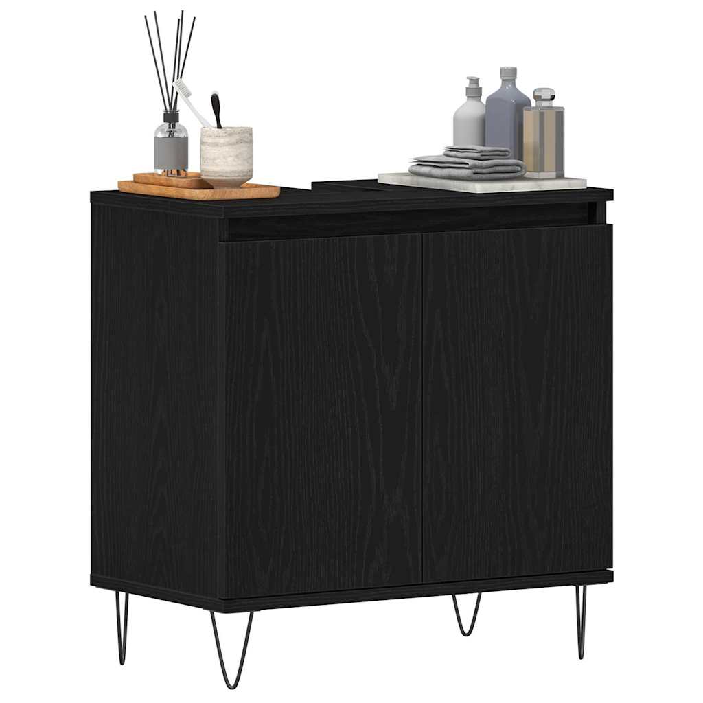 Badkamertenk te kast Zwart Eiken 58 x 33 x 60 cm Bewerkt hout