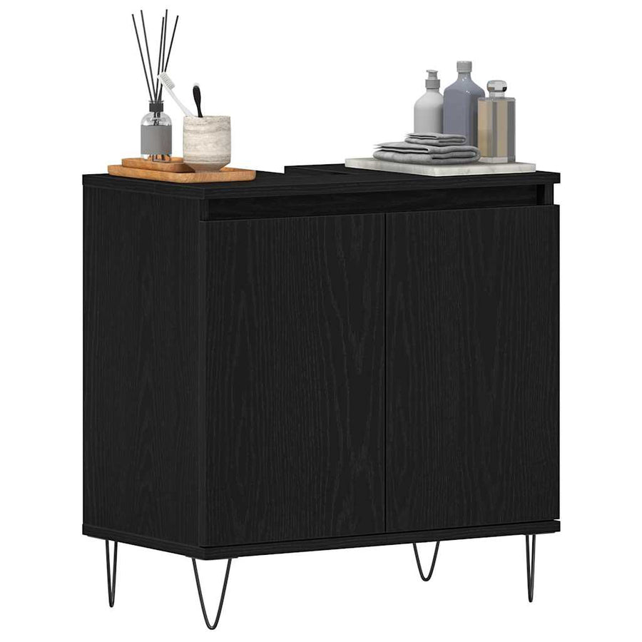 Badkamertenk te kast Zwart Eiken 58 x 33 x 60 cm Bewerkt hout