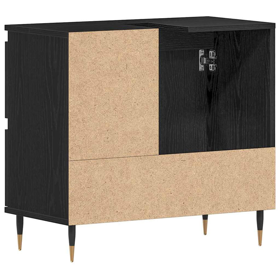 Wastafelkast 65X33X60 Cm Bewerkt Hout Kleurig Zwart eiken