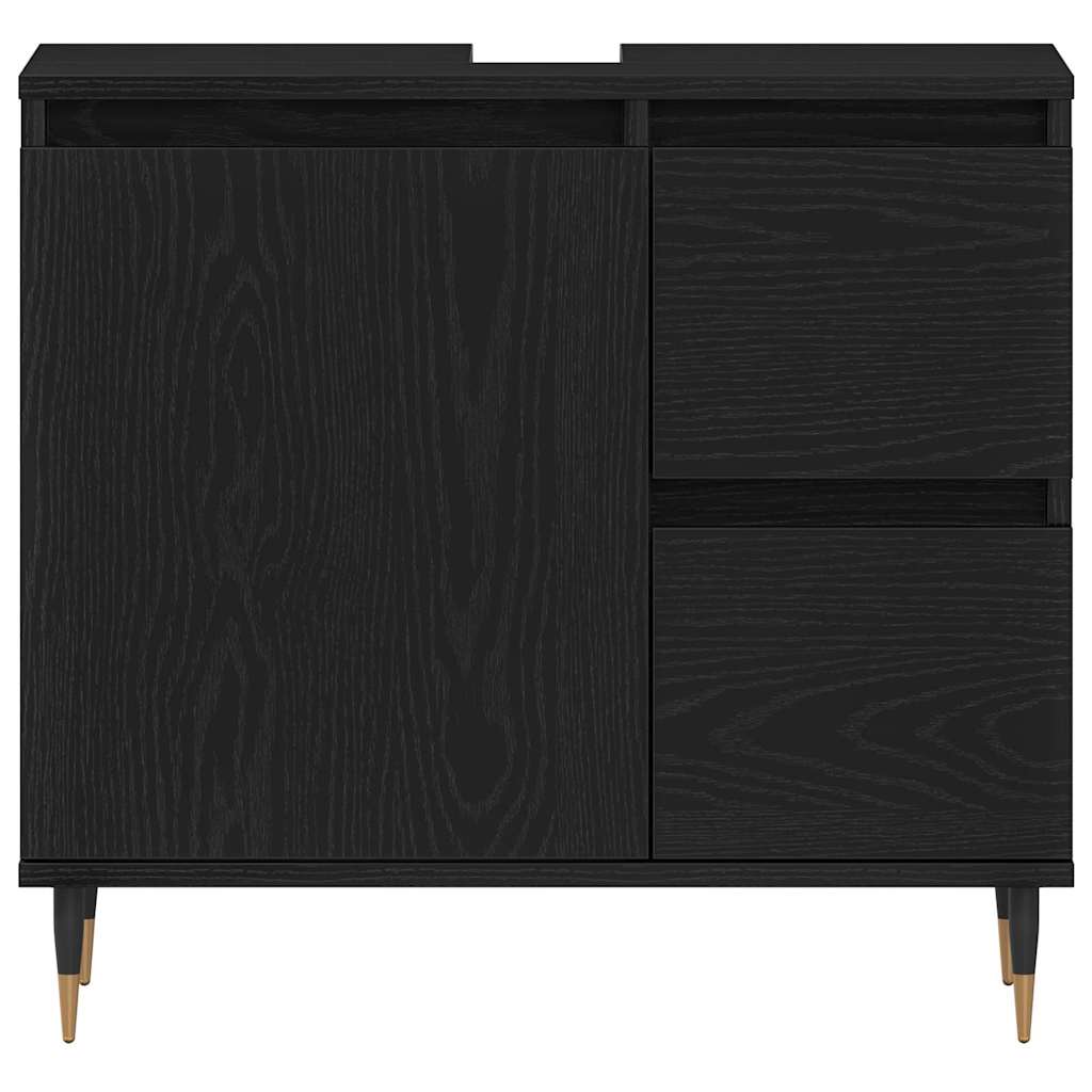 Wastafelkast 65X33X60 Cm Bewerkt Hout Kleurig Zwart eiken