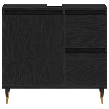 Wastafelkast 65X33X60 Cm Bewerkt Hout Kleurig Zwart eiken