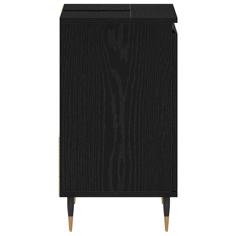 Wastafelkast 65X33X60 Cm Bewerkt Hout Kleurig Zwart eiken