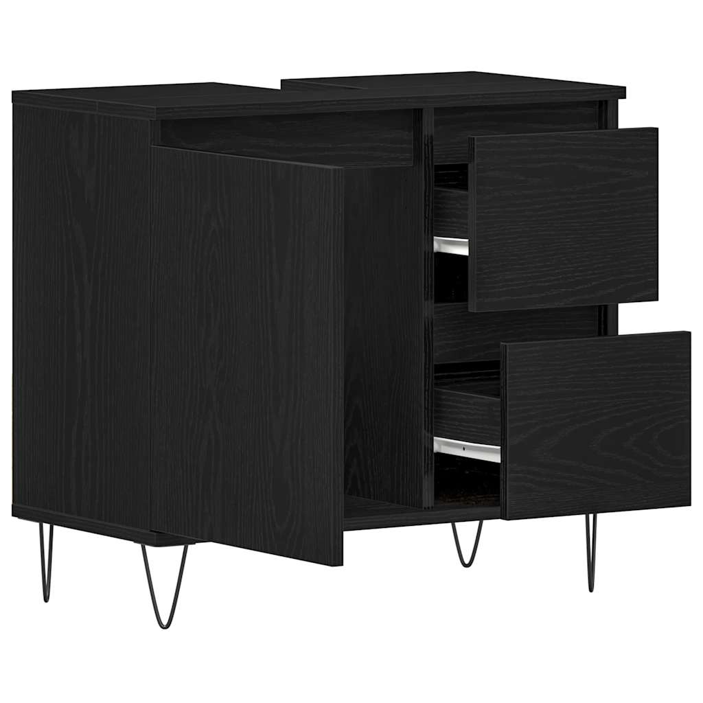 Badkamertenk te kast Zwart Eiken 65 x 33 x 60 cm Bewerkt hout