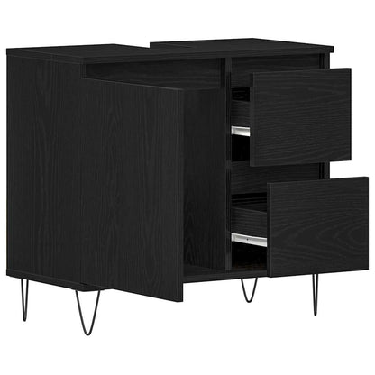 Badkamertenk te kast Zwart Eiken 65 x 33 x 60 cm Bewerkt hout