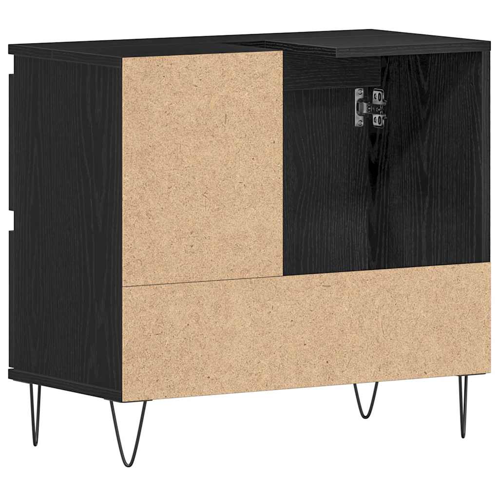 Badkamertenk te kast Zwart Eiken 65 x 33 x 60 cm Bewerkt hout