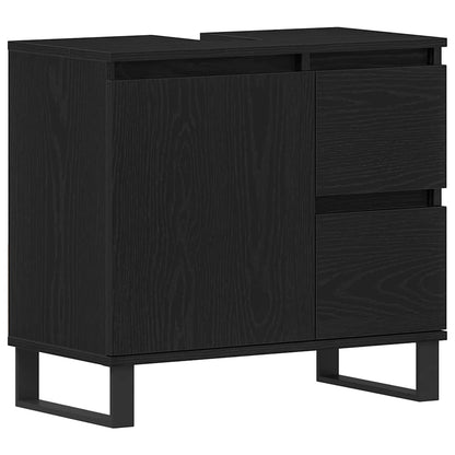 Badkamertenk te kast Zwart Eiken 65 x 33 x 60 cm Bewerkt hout