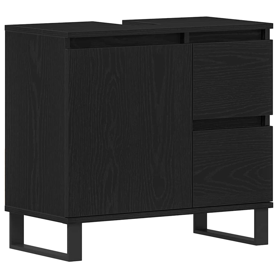 Badkamertenk te kast Zwart Eiken 65 x 33 x 60 cm Bewerkt hout