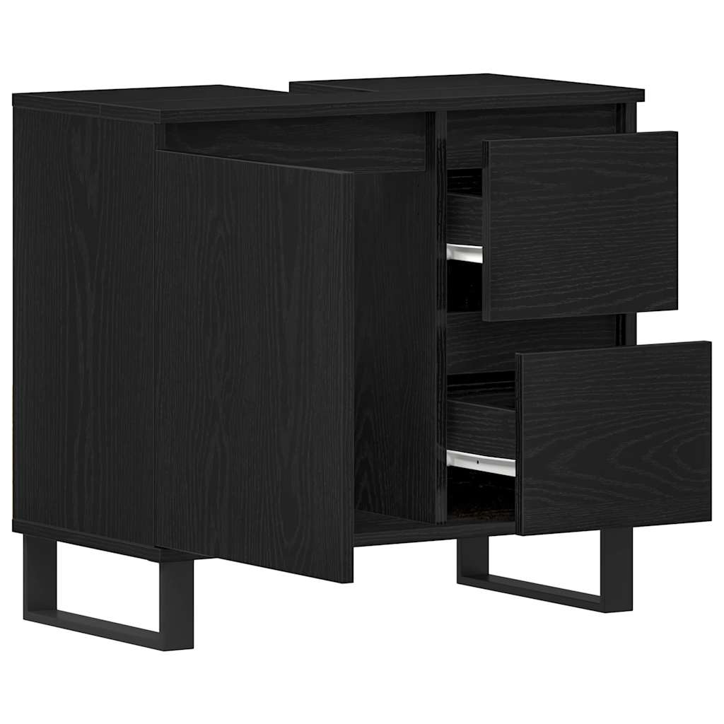 Badkamertenk te kast Zwart Eiken 65 x 33 x 60 cm Bewerkt hout