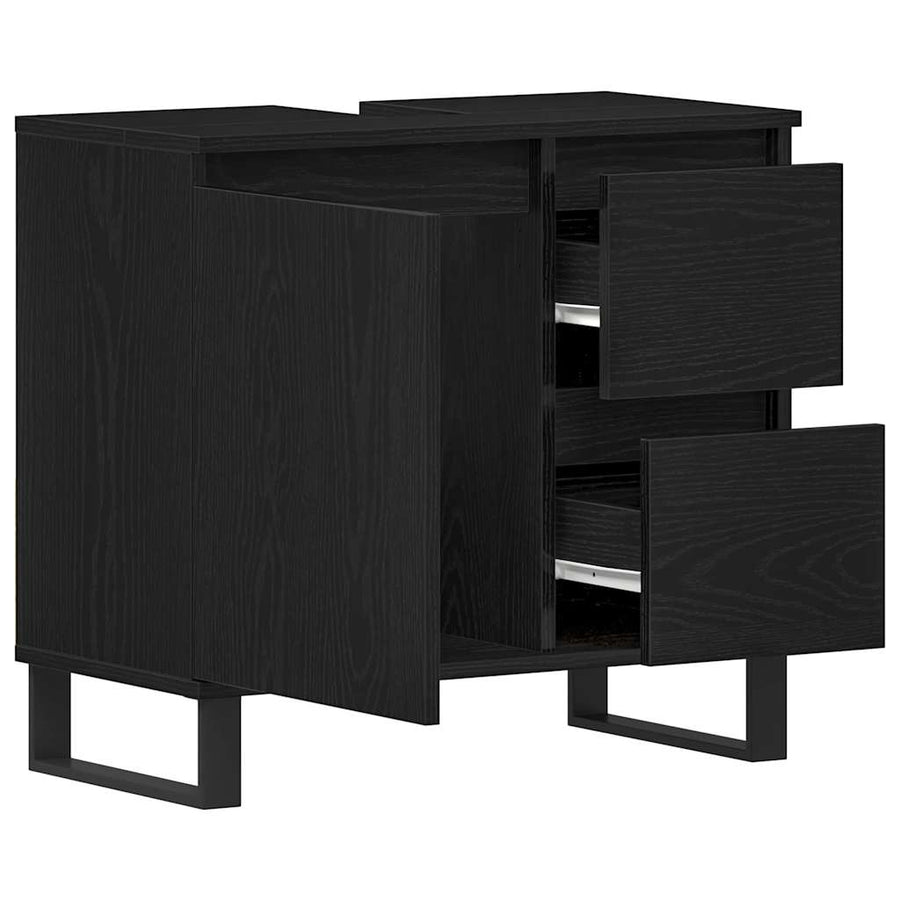 Badkamertenk te kast Zwart Eiken 65 x 33 x 60 cm Bewerkt hout