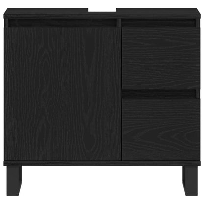 Badkamertenk te kast Zwart Eiken 65 x 33 x 60 cm Bewerkt hout