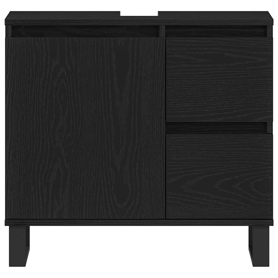 Badkamertenk te kast Zwart Eiken 65 x 33 x 60 cm Bewerkt hout