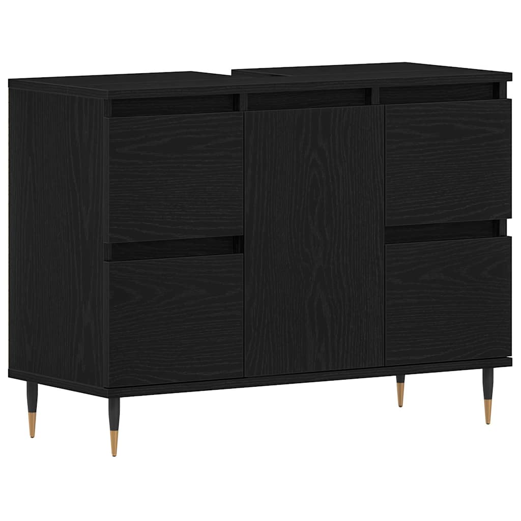 Badkamertenk te kast Zwart Eiken 80 x 33 x 60 cm Bewerkt hout