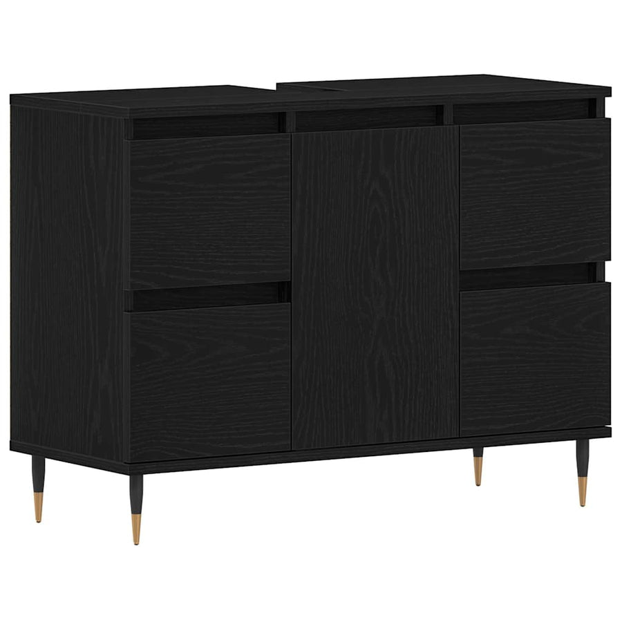 Badkamertenk te kast Zwart Eiken 80 x 33 x 60 cm Bewerkt hout