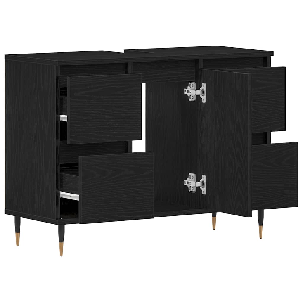 Badkamertenk te kast Zwart Eiken 80 x 33 x 60 cm Bewerkt hout