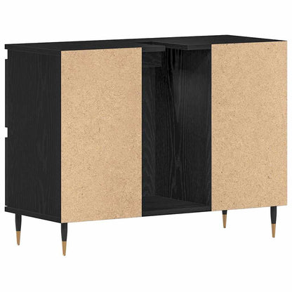 Badkamertenk te kast Zwart Eiken 80 x 33 x 60 cm Bewerkt hout