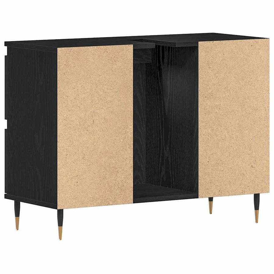 Badkamertenk te kast Zwart Eiken 80 x 33 x 60 cm Bewerkt hout
