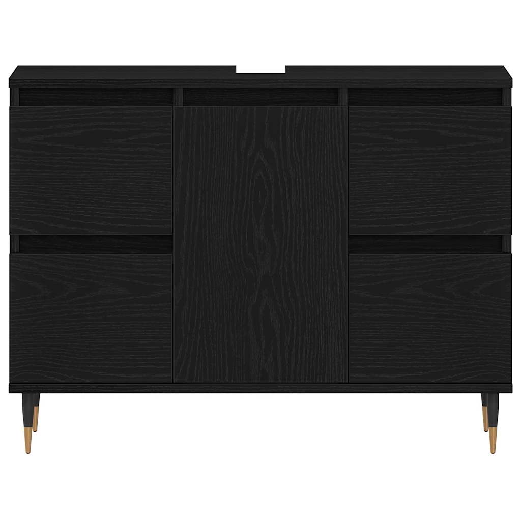 Badkamertenk te kast Zwart Eiken 80 x 33 x 60 cm Bewerkt hout