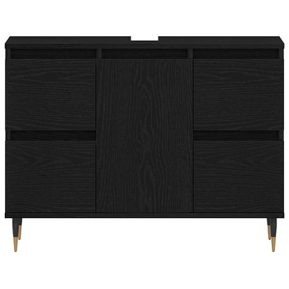 Badkamertenk te kast Zwart Eiken 80 x 33 x 60 cm Bewerkt hout
