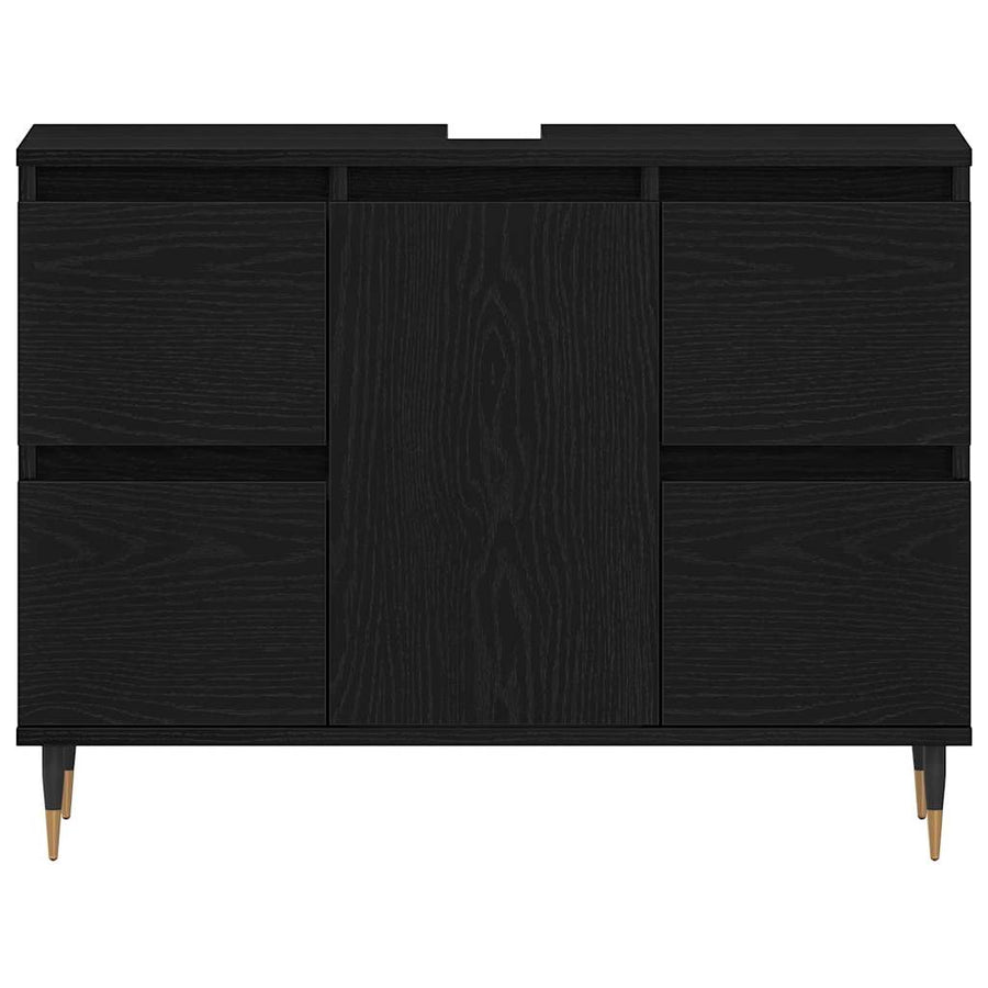 Badkamertenk te kast Zwart Eiken 80 x 33 x 60 cm Bewerkt hout