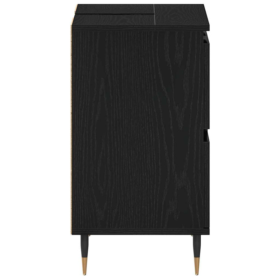 Badkamertenk te kast Zwart Eiken 80 x 33 x 60 cm Bewerkt hout