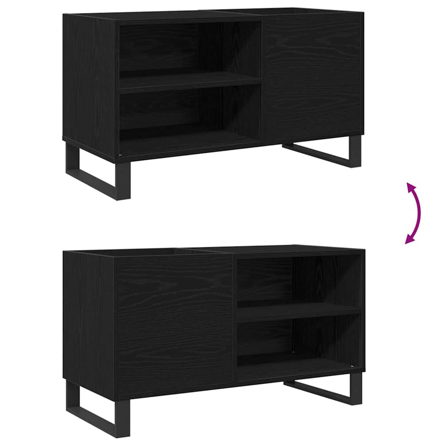 Platenkast met plank Zwart Eiken 85 x 38 x 48 cm Bewerkt hout