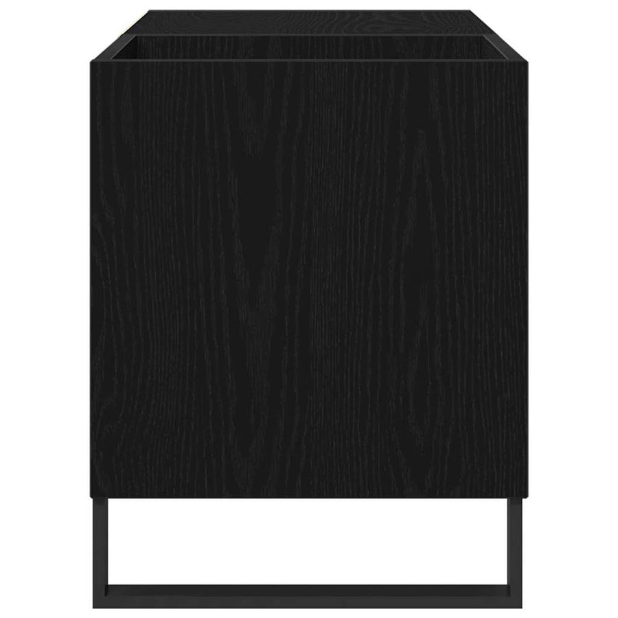Platenkast met plank Zwart Eiken 85 x 38 x 48 cm Bewerkt hout