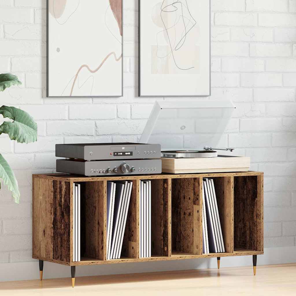 Platenkast met plank Oud hout 100 x 38 x 48 cm Bewerkt hout