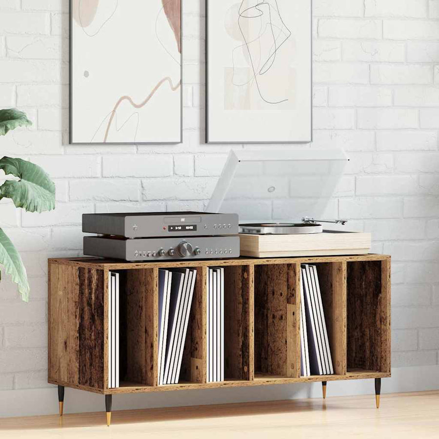 Platenkast met plank Oud hout 100 x 38 x 48 cm Bewerkt hout