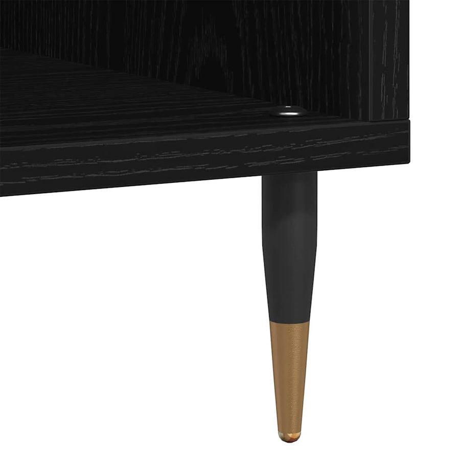 Platenkast met plank Zwart Eiken 100 x 38 x 48 cm Bewerkt hout