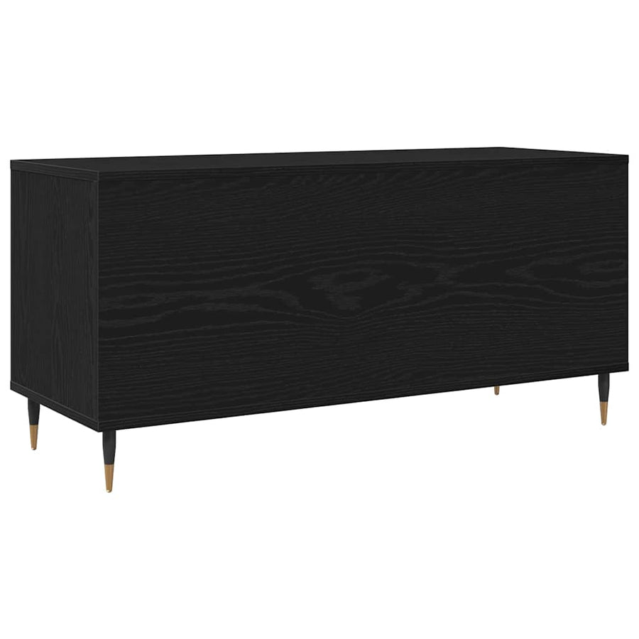 Platenkast met plank Zwart Eiken 100 x 38 x 48 cm Bewerkt hout