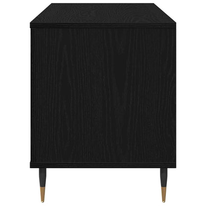Platenkast met plank Zwart Eiken 100 x 38 x 48 cm Bewerkt hout