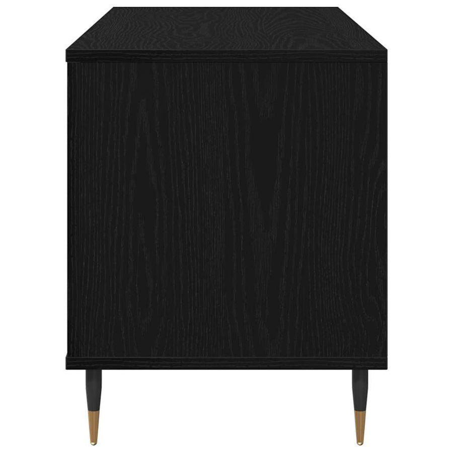 Platenkast met plank Zwart Eiken 100 x 38 x 48 cm Bewerkt hout