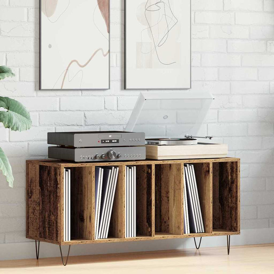 Platenkast met plank Oud hout 100 x 38 x 48 cm Bewerkt hout