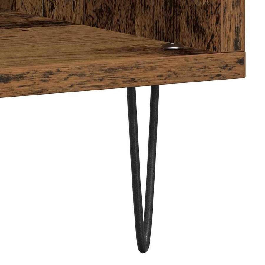 Platenkast met plank artisanaal eikenkleurig 100 x 38 x 48 cm