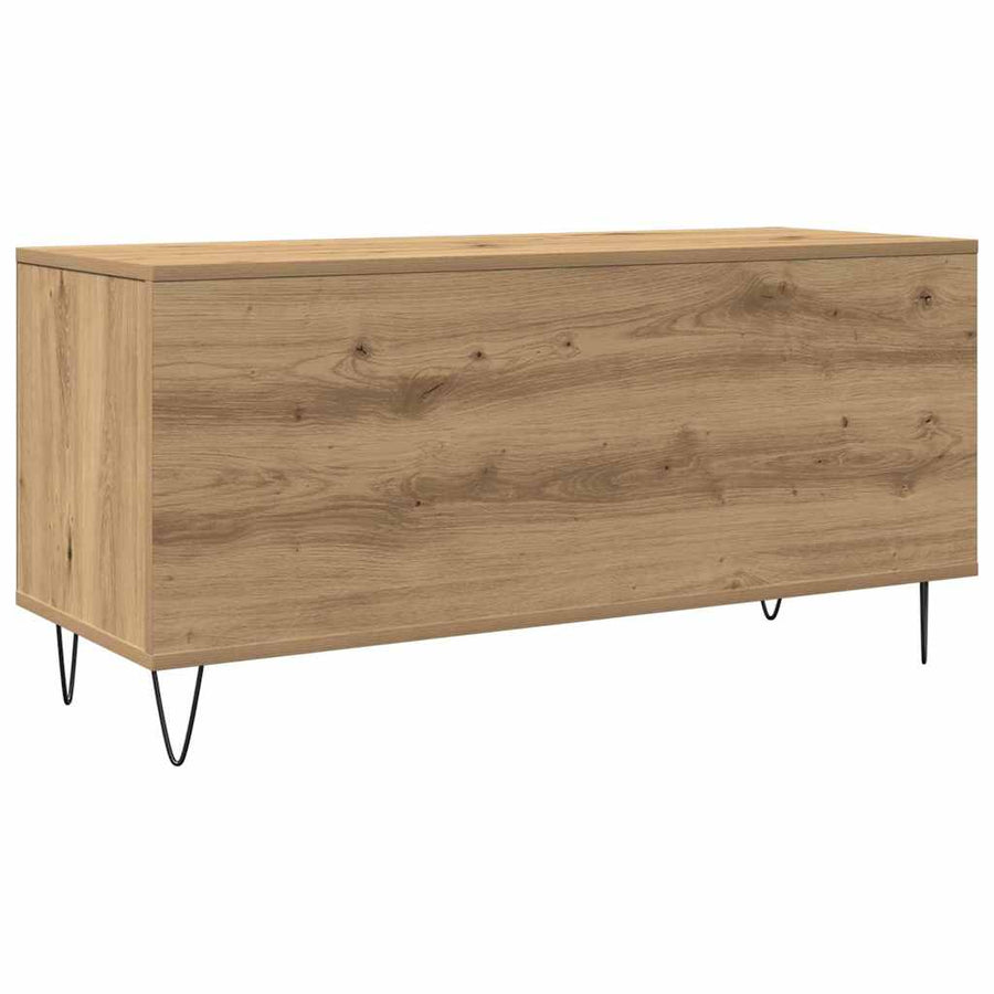 Platenkast met plank artisanaal eikenkleurig 100 x 38 x 48 cm