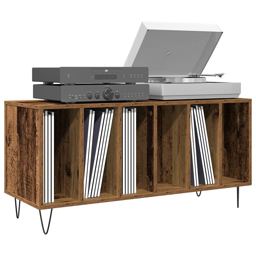 Platenkast met plank artisanaal eikenkleurig 100 x 38 x 48 cm