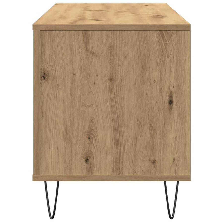 Platenkast met plank artisanaal eikenkleurig 100 x 38 x 48 cm