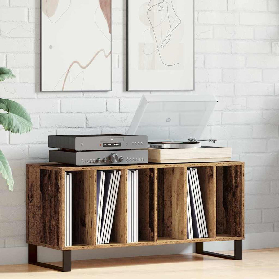 Platenkast met plank Oud hout 100 x 38 x 48 cm Bewerkt hout