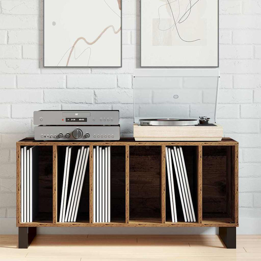 Platenkast met plank Oud hout 100 x 38 x 48 cm Bewerkt hout
