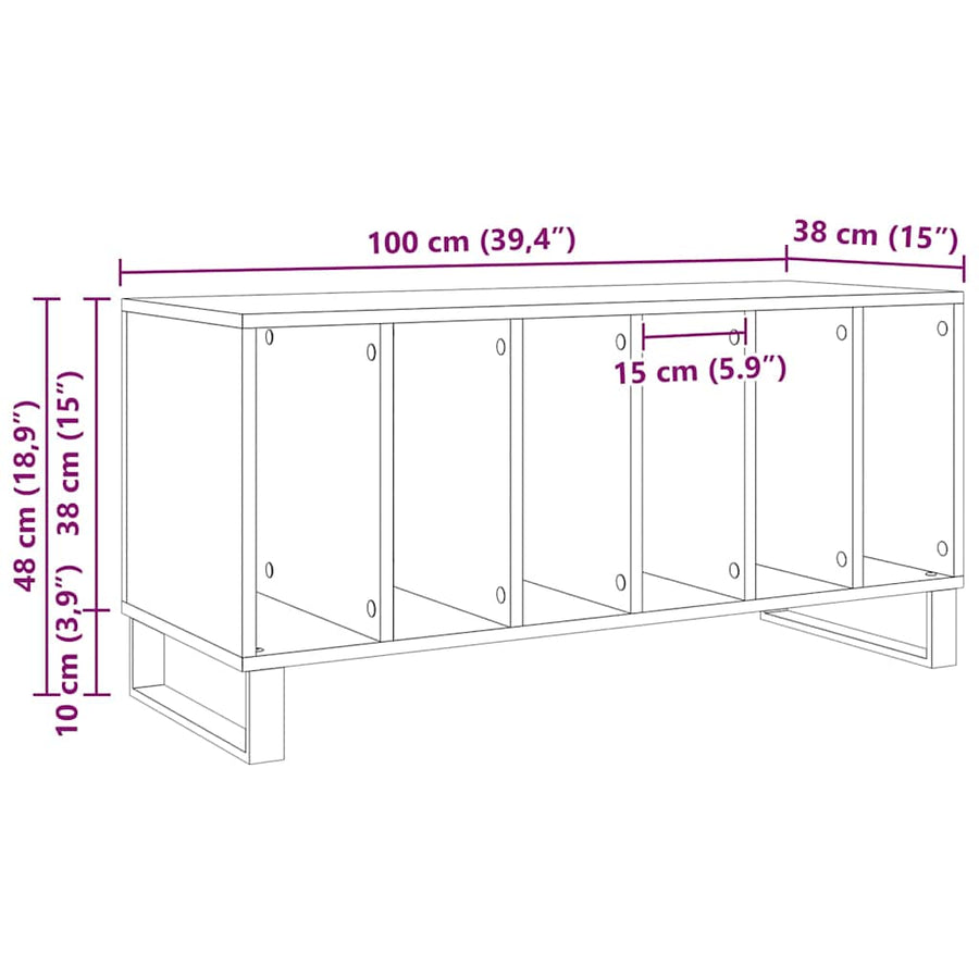 Platenkast met plank Oud hout 100 x 38 x 48 cm Bewerkt hout