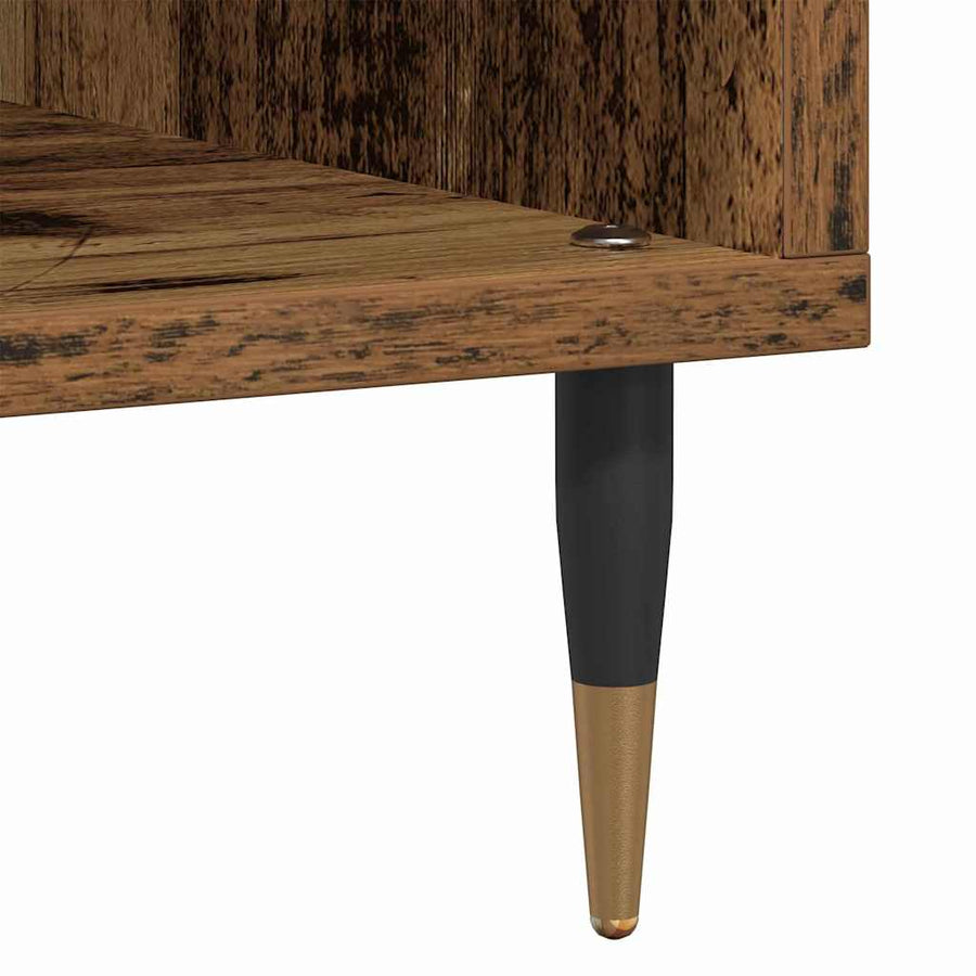 Platenkast artisanaal eikenkleurig 85 x 38 x 89 cm Bewerkt hout