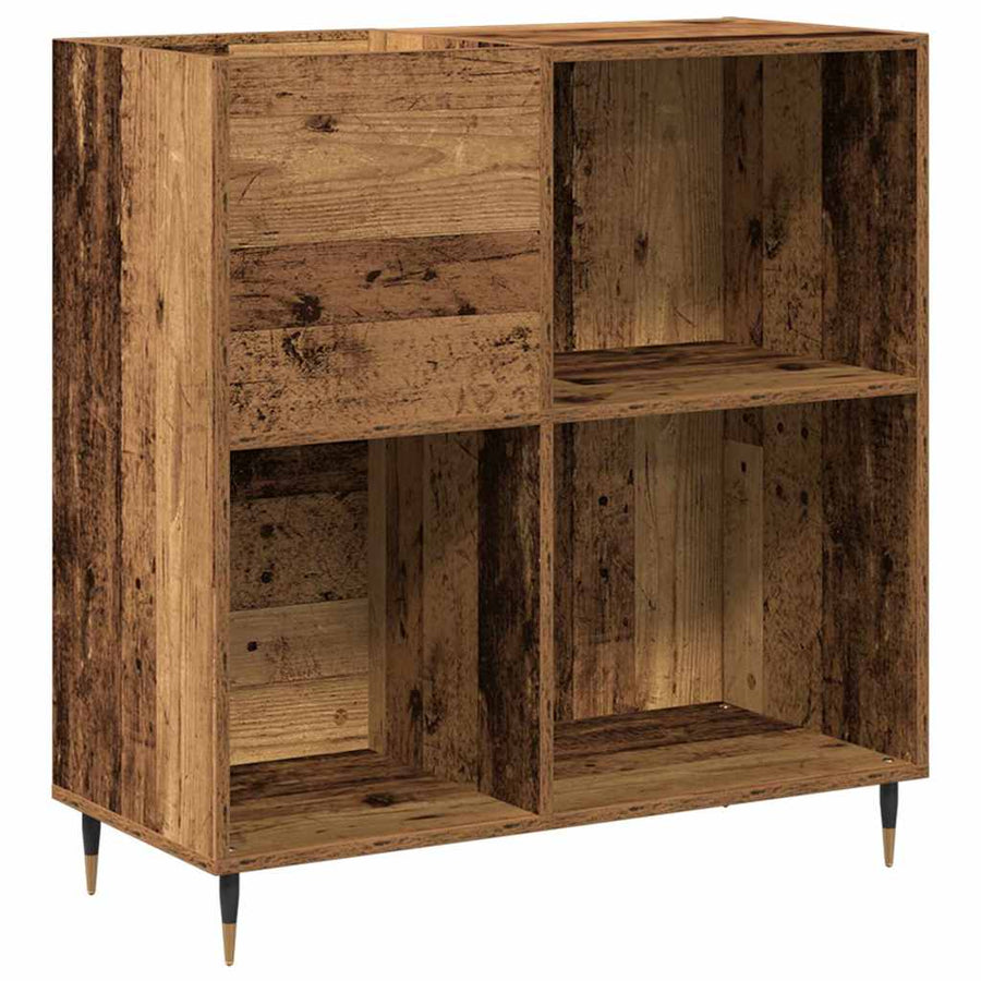 Platenkast artisanaal eikenkleurig 85 x 38 x 89 cm Bewerkt hout