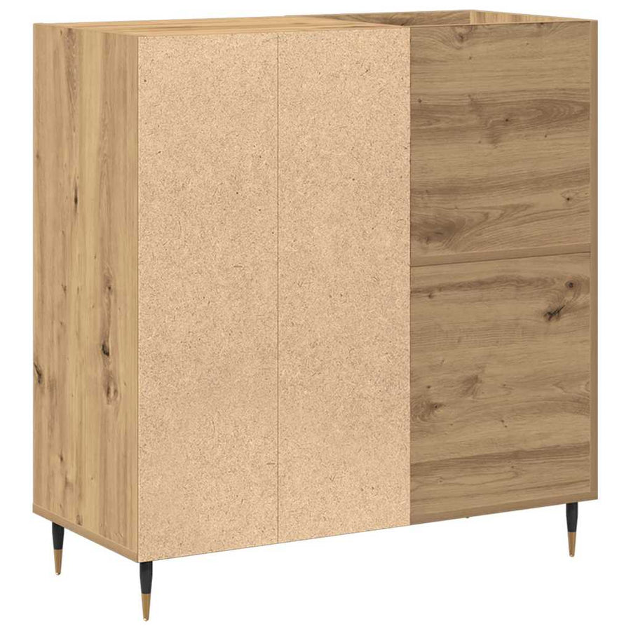 Platenkast artisanaal eikenkleurig 85 x 38 x 89 cm Bewerkt hout